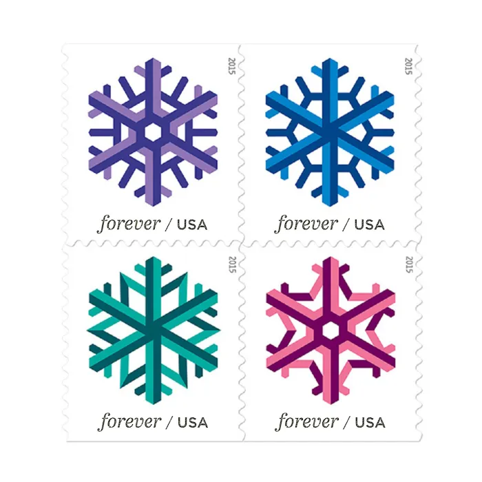 2015 Geometric Snowflake stamps - Forever Stamps