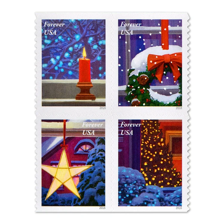 2016 Holiday Windows Christmas Stamps - Forever Stamps